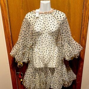 Maeve Sheer Heart Print Blouse large xl sheer cover new